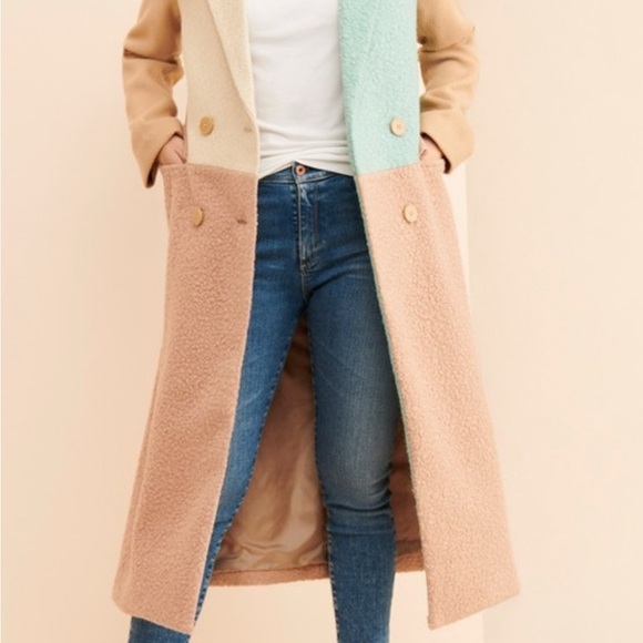 English Factory color block coat - medium coat. - Picture 2 of 11